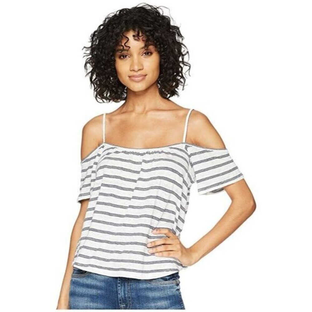 BB Dakota Keagan Striped Linen Blend Cold Shoulder Tank Top Sz S NWT $65
